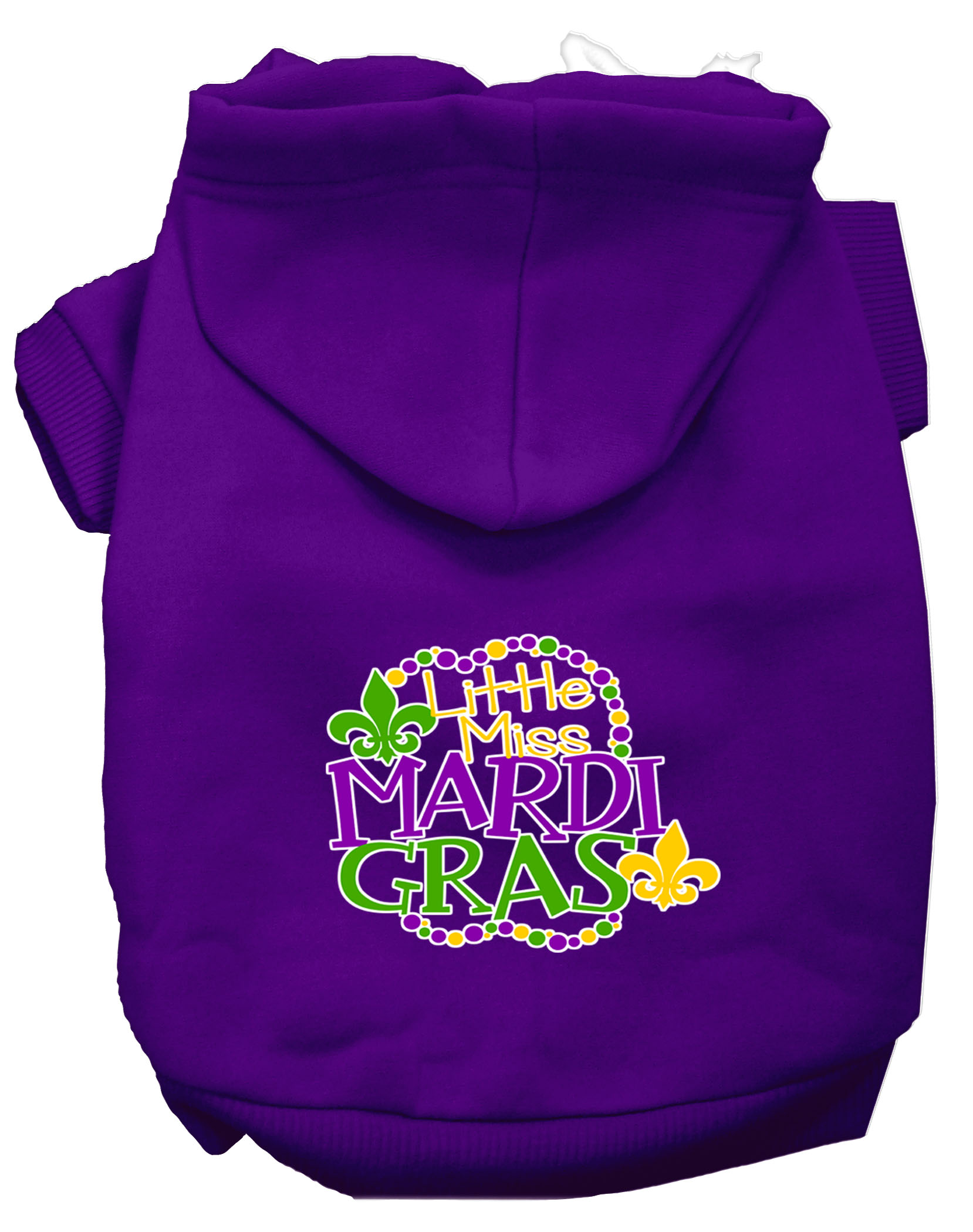 Miss Mardi Gras Screen Print Mardi Gras Dog Hoodie Purple XL